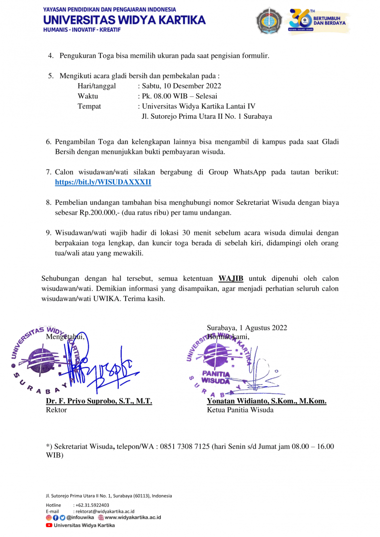 PENGUMUMAN WISUDA-XXXII TAHUN 2022-2
